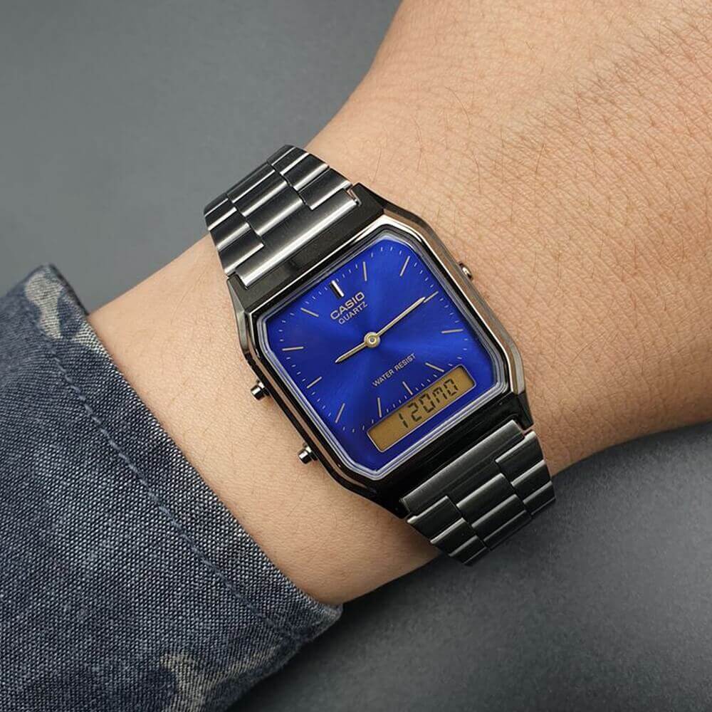 Casio Vintage Dual Time Chain Watch AQ-230GG-2ADF