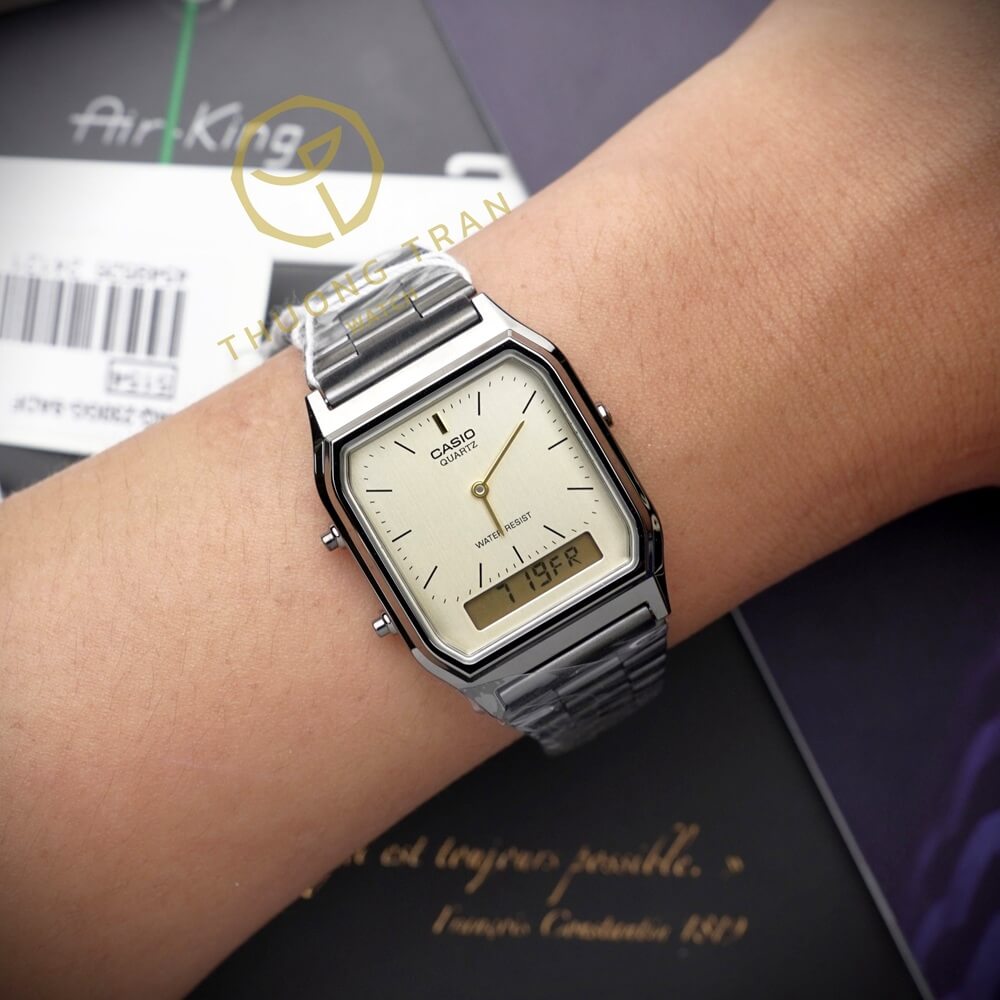 Casio Vintage Dual Time Chain Watch AQ-230GG-9ADF