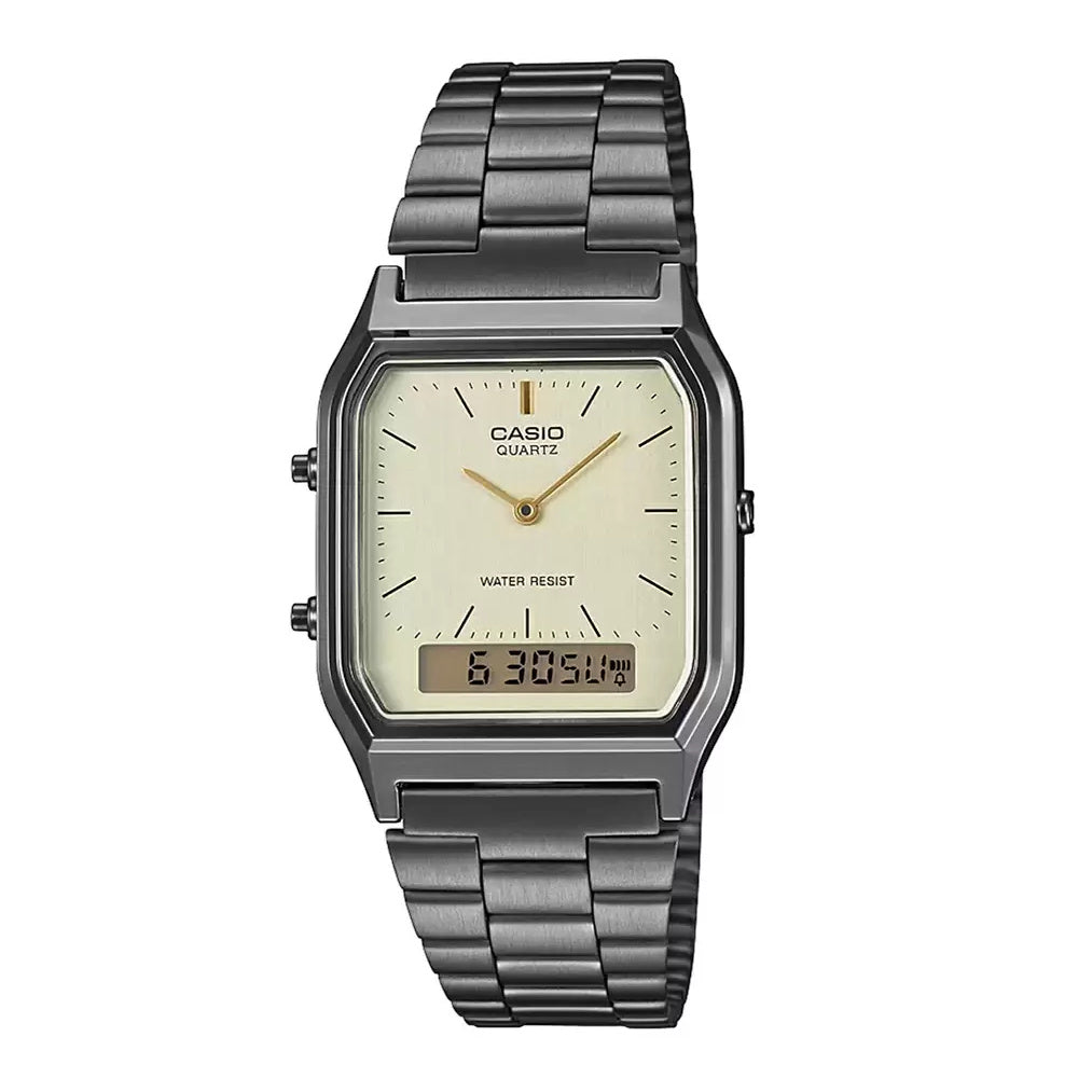 Casio Vintage Dual Time Chain Watch AQ-230GG-9ADF