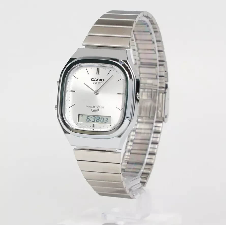 WW3125 Casio Vintage Dual Time Chain Watch AQ-240E-7ADF Casio