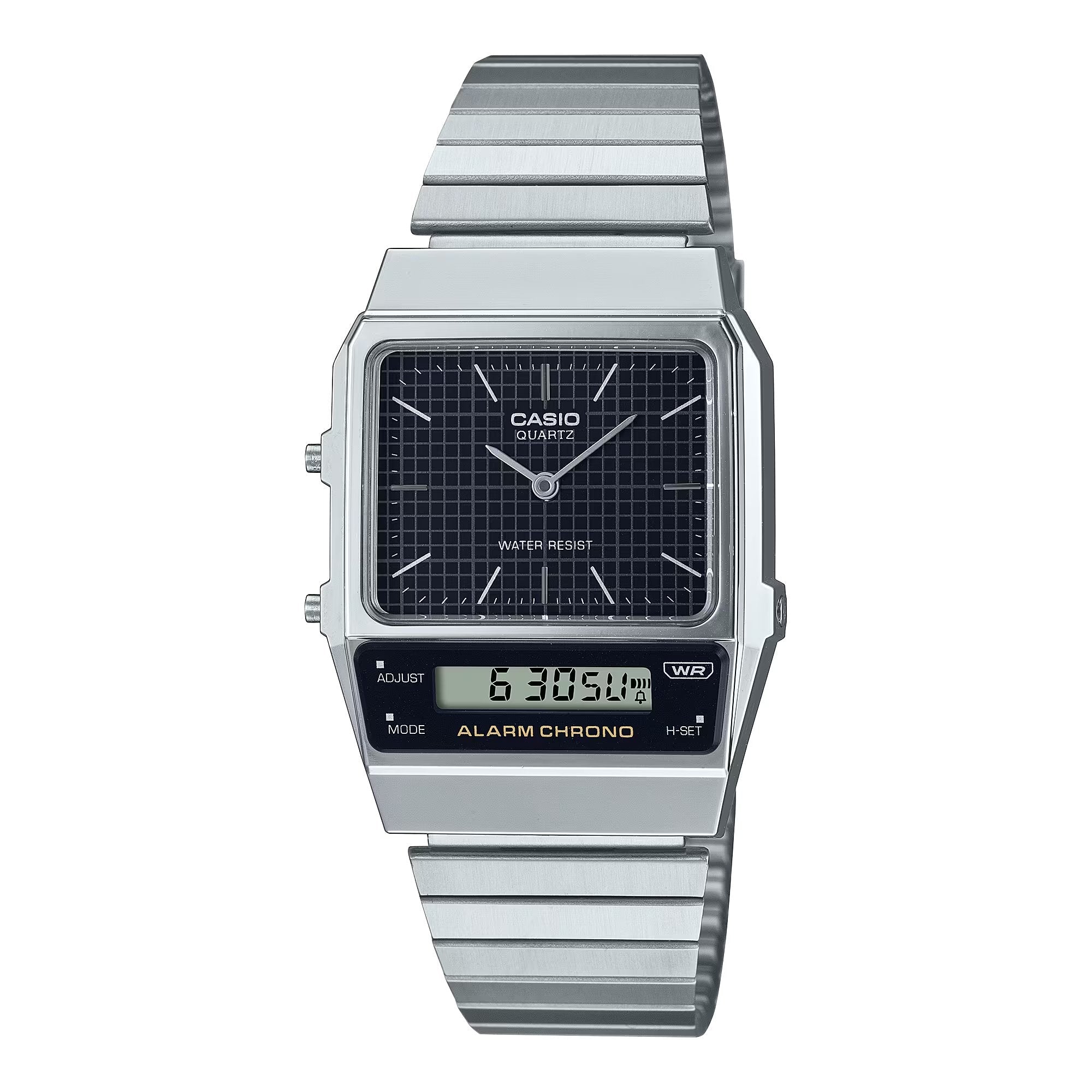Casio Vintage Dual Time Silver Chain Watch AQ-800E-1ADF