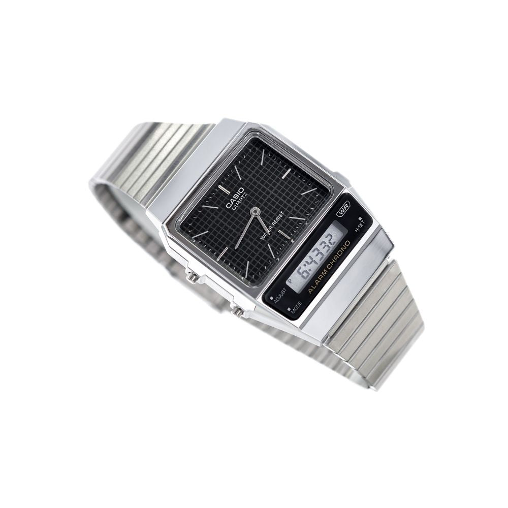 Casio Vintage Dual Time Silver Chain Watch AQ-800E-1ADF
