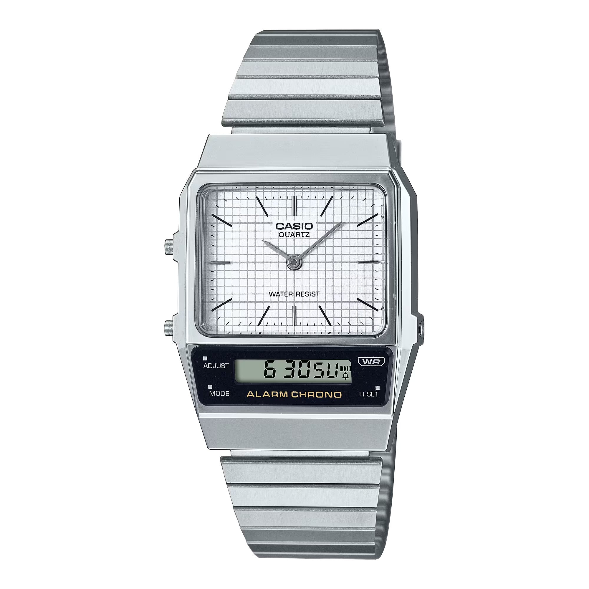 Casio Vintage Dual Time Silver Chain Watch AQ-800E-7ADF