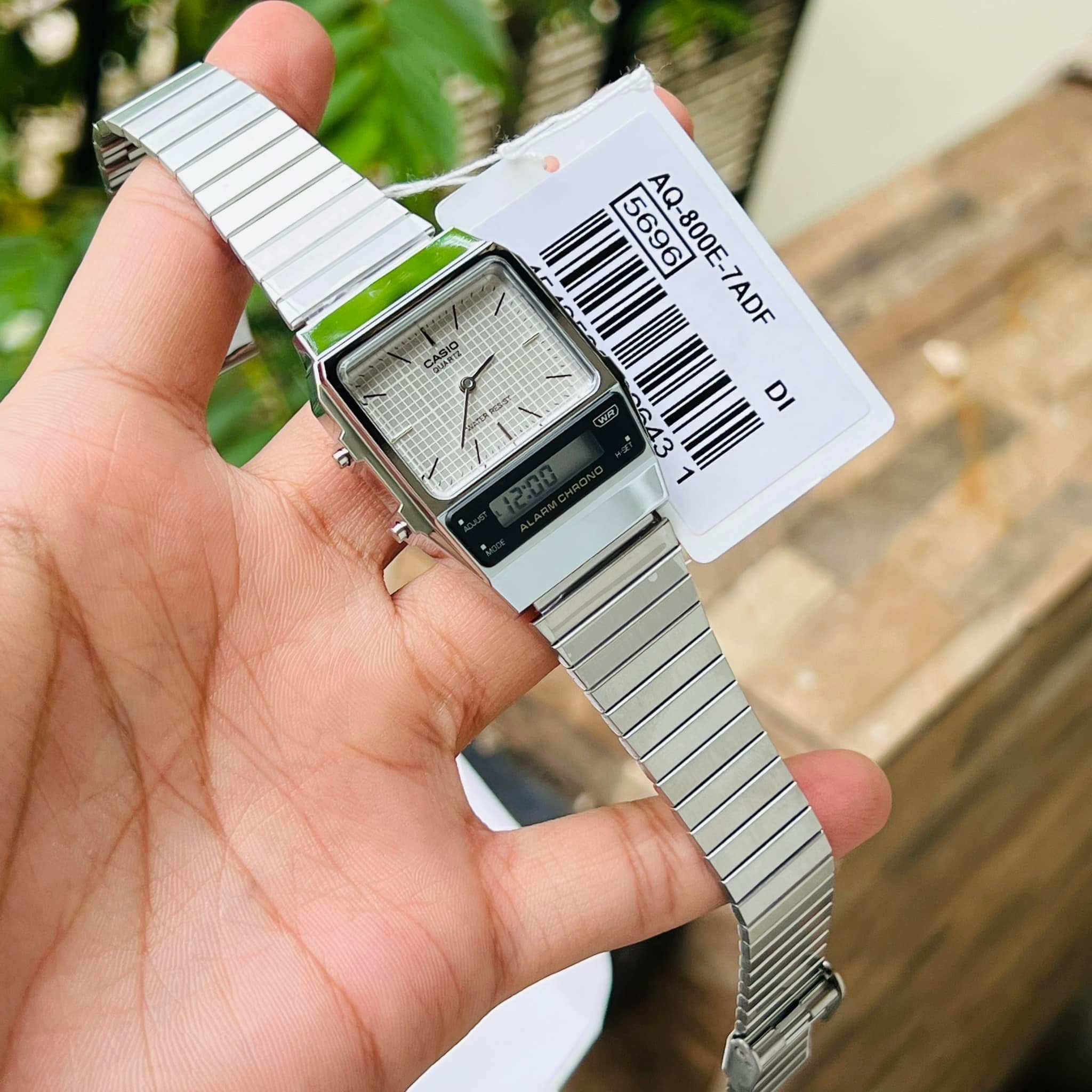 Casio Vintage Dual Time Silver Chain Watch AQ-800E-7ADF