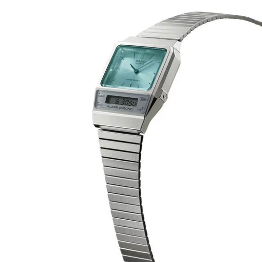 Casio Vintage Dual Time Silver Chain Watch AQ-800EC-2ADF