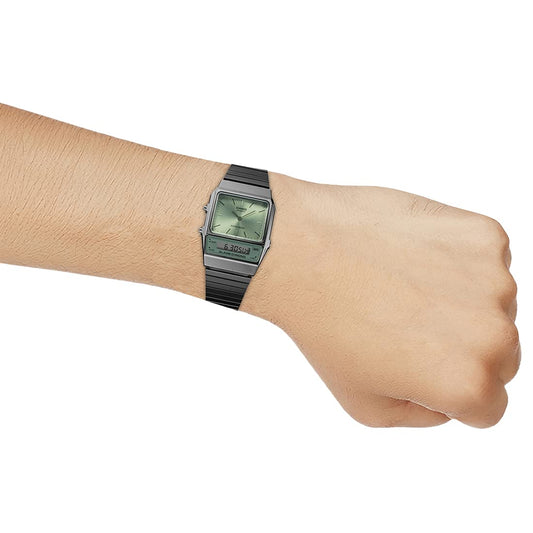 Casio Vintage Dual Time Gray Chain Watch AQ-800ECGG-3ADF