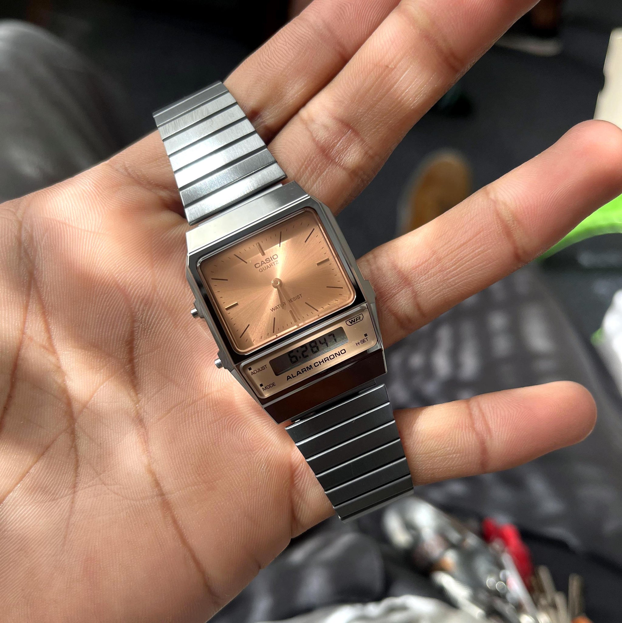 Casio Vintage Dual Time Gray Chain Watch AQ-800ECGG-4ADF