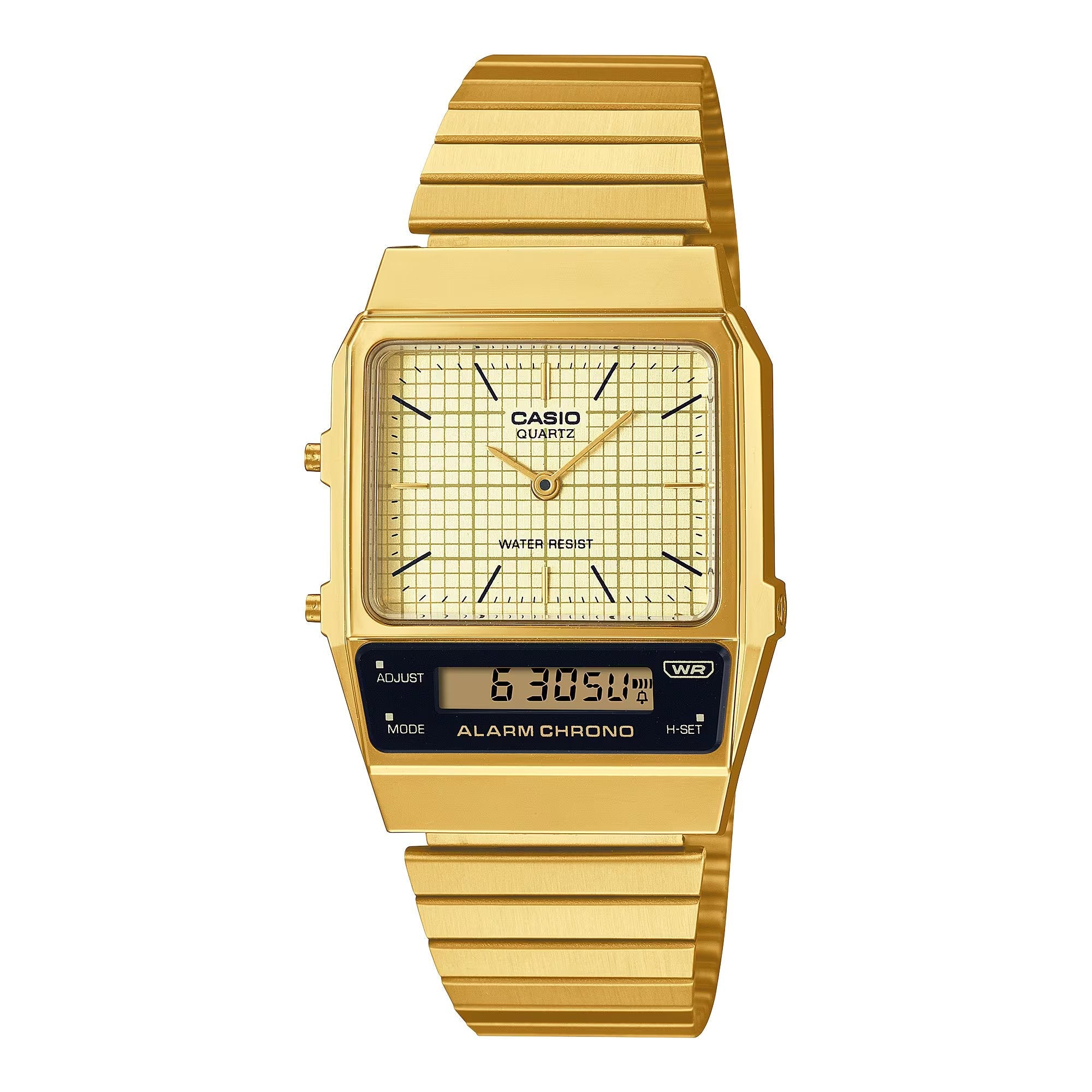 Casio Vintage Dual Time Golden Chain Watch AQ-800EG-9ADF