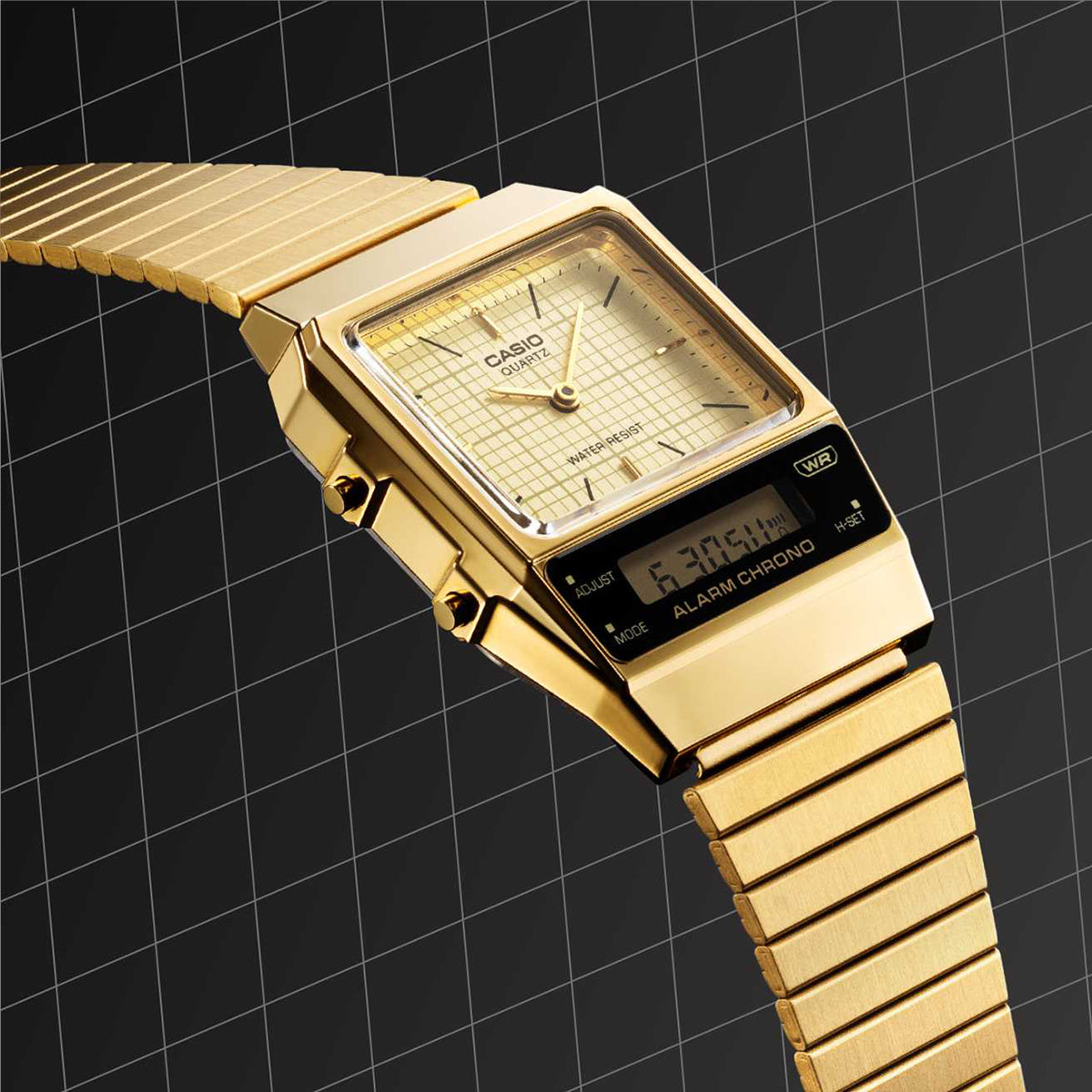 Casio Vintage Dual Time Golden Chain Watch AQ-800EG-9ADF