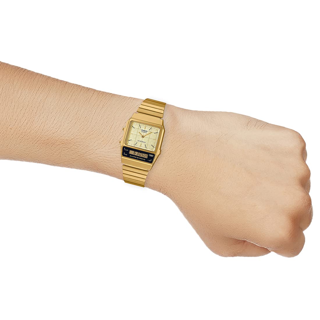 Casio Vintage Dual Time Golden Chain Watch AQ-800EG-9ADF