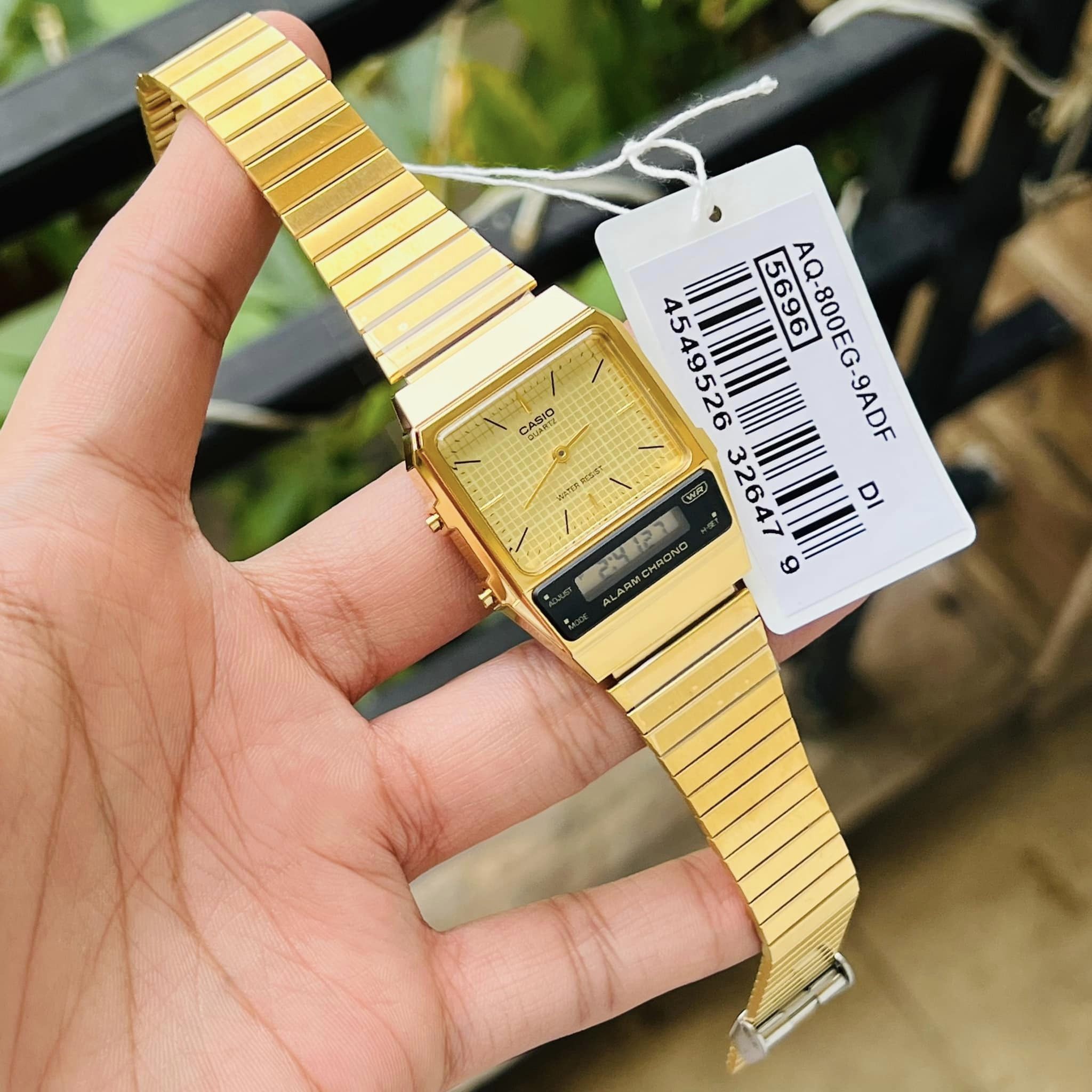 Casio Vintage Dual Time Golden Chain Watch AQ-800EG-9ADF