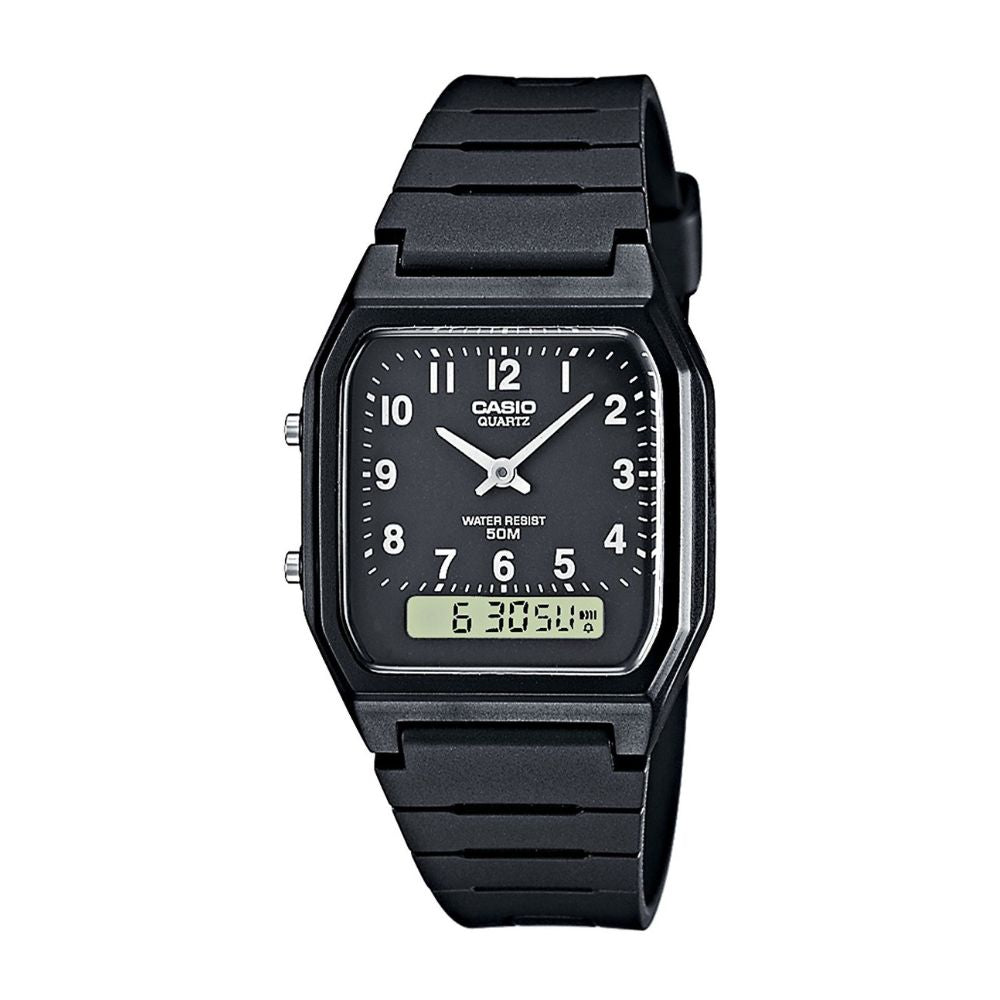 Casio Vintage Dual Time Resin Belt Watch AW-48HE-1BVDF
