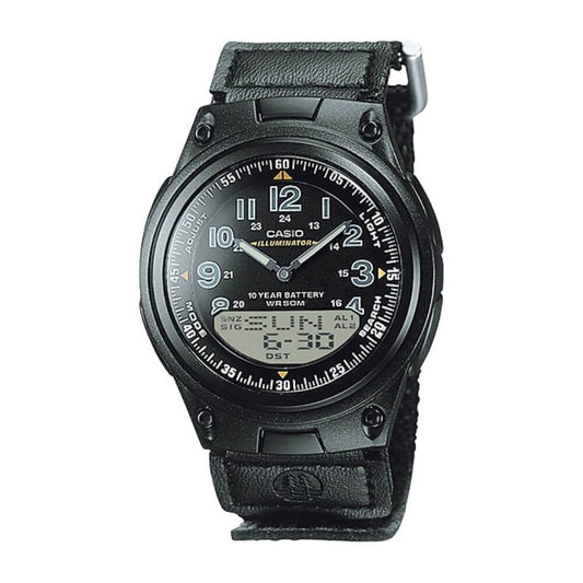Casio Youth Dual Time Nylon Belt Watch AW-80V-1BVDF