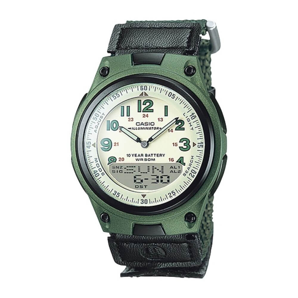 Casio Youth Dual Time Nylon Belt Watch AW-80V-3BVDF