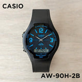 Casio Youth Dual Time Resin Belt Watch AW-90H-2BVDF