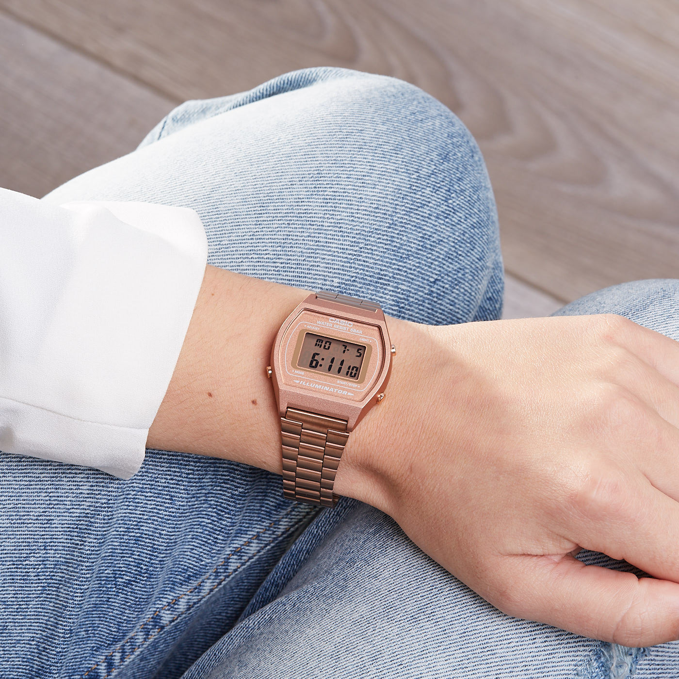 Casio Vintage Digital Rose Gold Chain Watch B640WC-5ADF