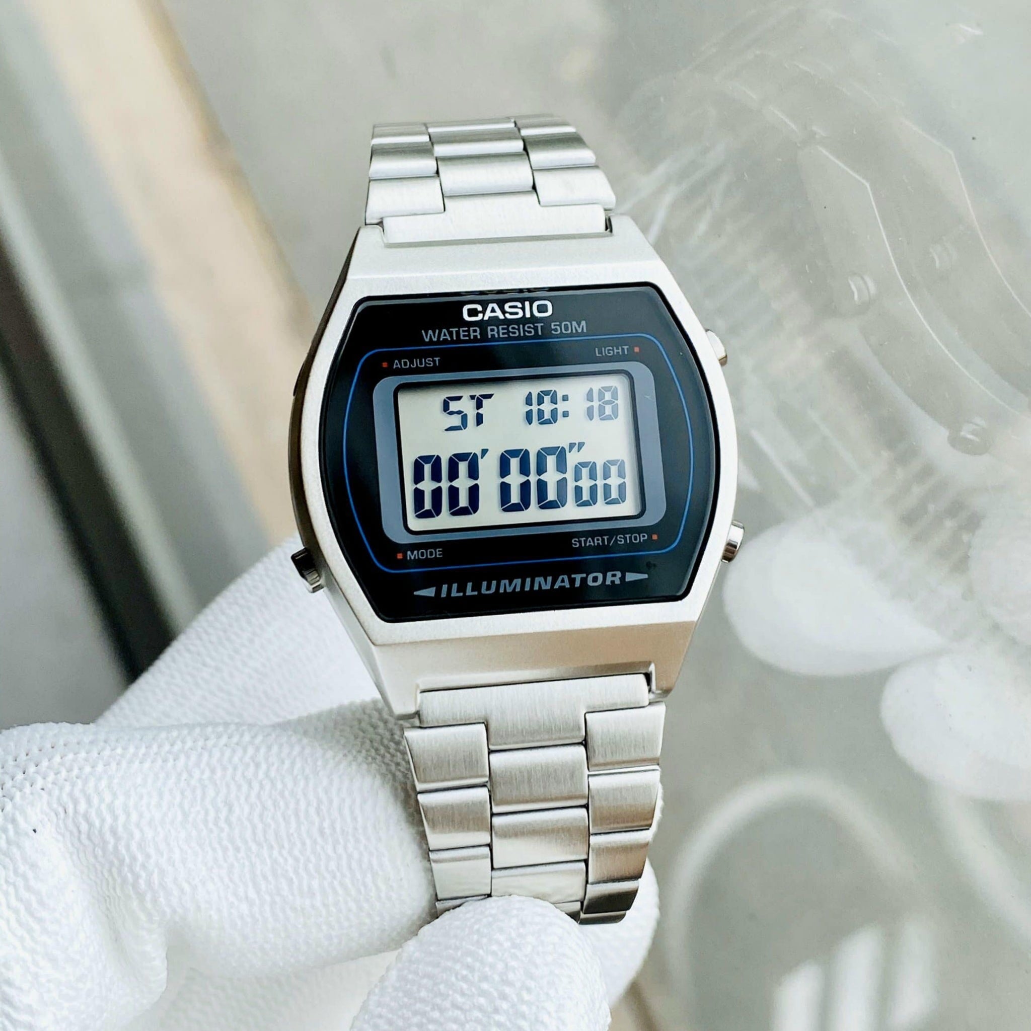 Casio Vintage Digital Silver Chain Watch B640WD-1AVDF