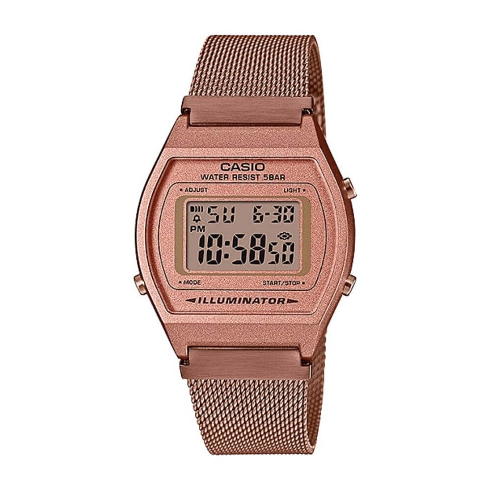 Casio Vintage Digital Rose Gold Mesh Chain Watch B640WMR-5ADF