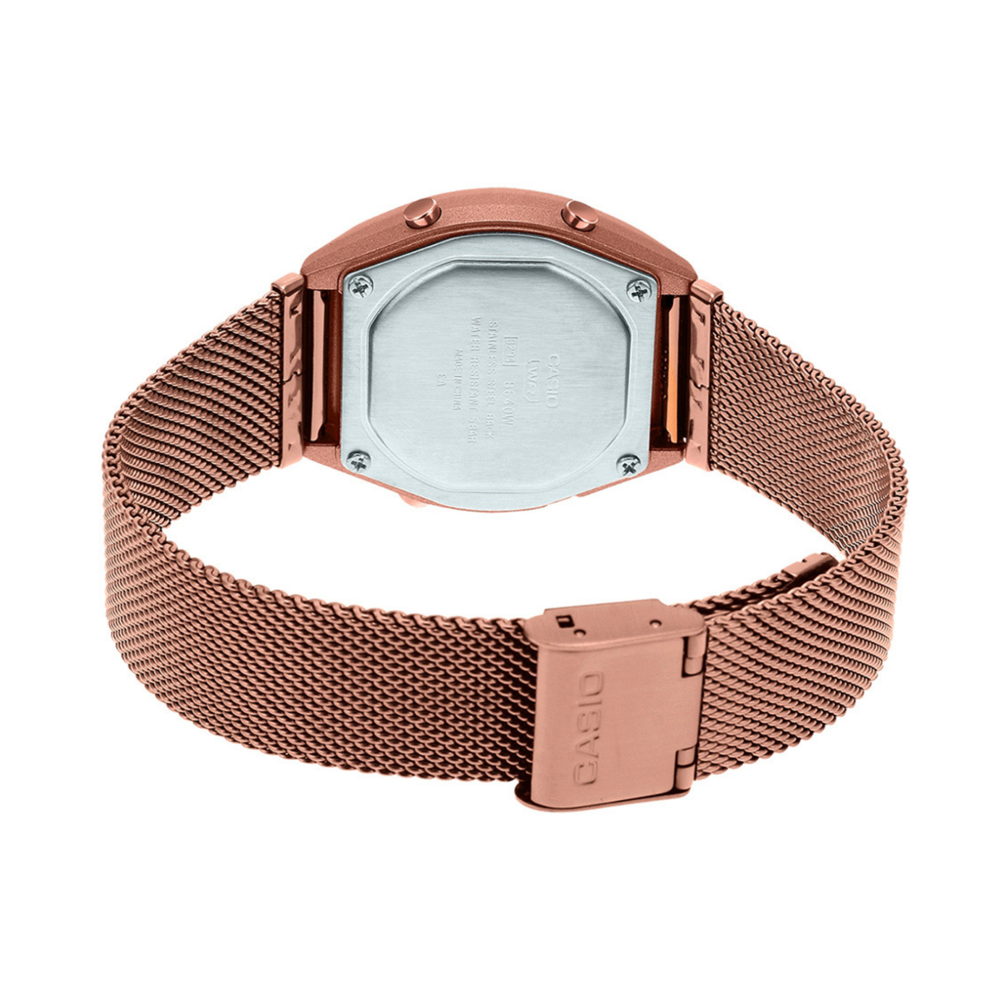 Casio Vintage Digital Rose Gold Mesh Chain Watch B640WMR-5ADF