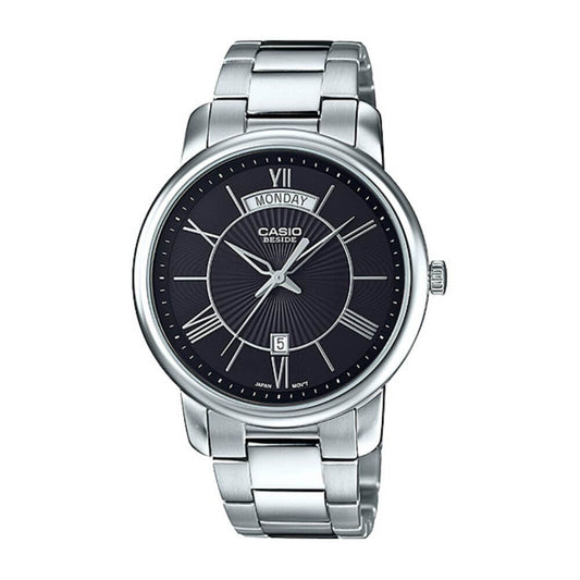 Casio Beside Day Date Stainless Steel Chain Watch BEM-152D-1AVDF