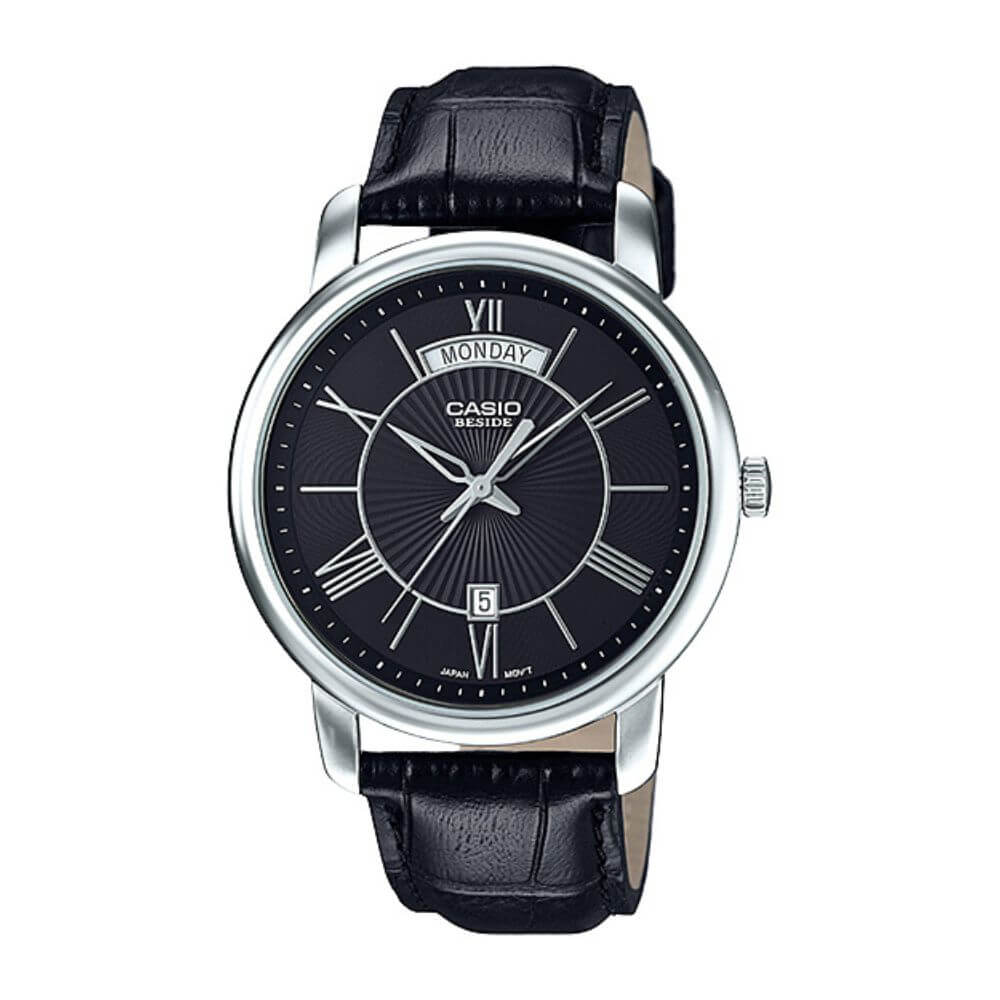 Casio Beside Day Date Leather Belt Watch BEM-152L-1AVDF