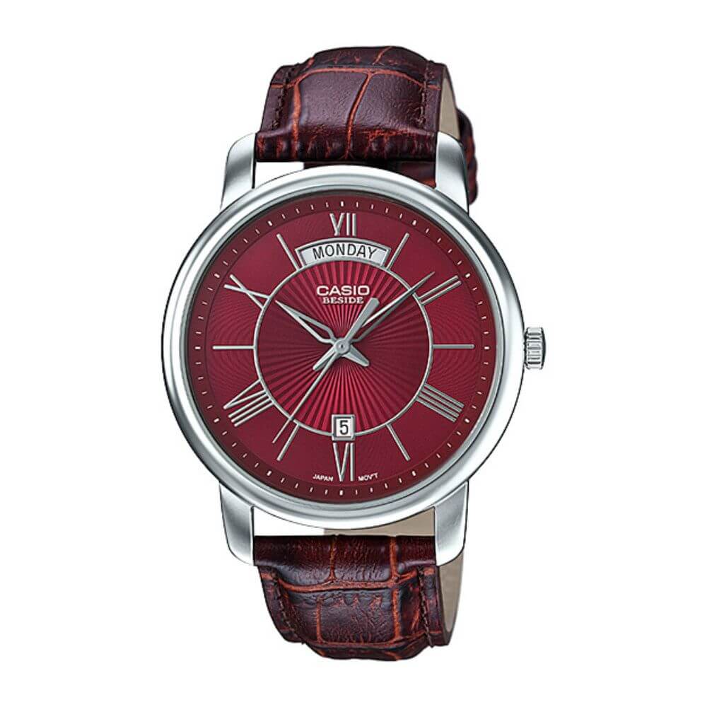 Casio Beside Day Date Leather Belt Watch BEM-152L-4AVDF