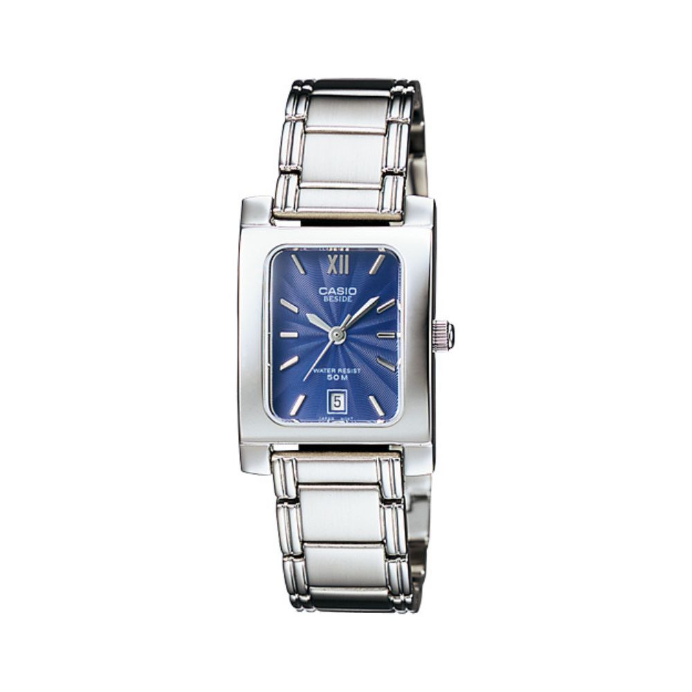 Casio Beside Date Stainless Steel Ladies Chain Watch BEL-100D-2AVDF