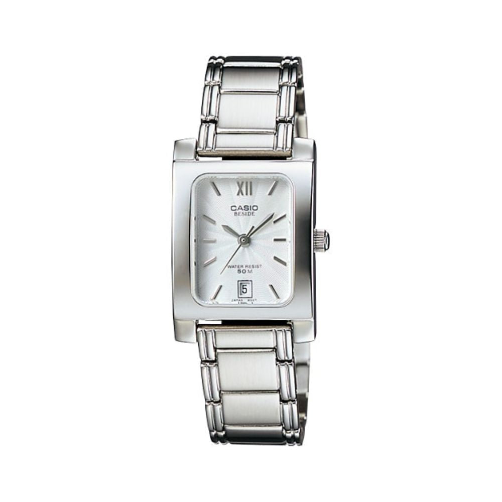 Casio Beside Date Stainless Steel Ladies Chain Watch BEL-100D-7AVDF