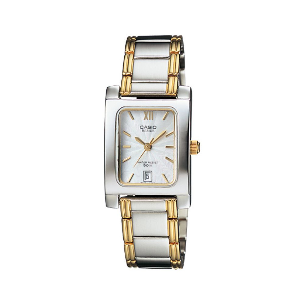 Casio Beside Date Stainless Steel Two Tone Ladies Chain Watch BEL-100SG-7AVDF