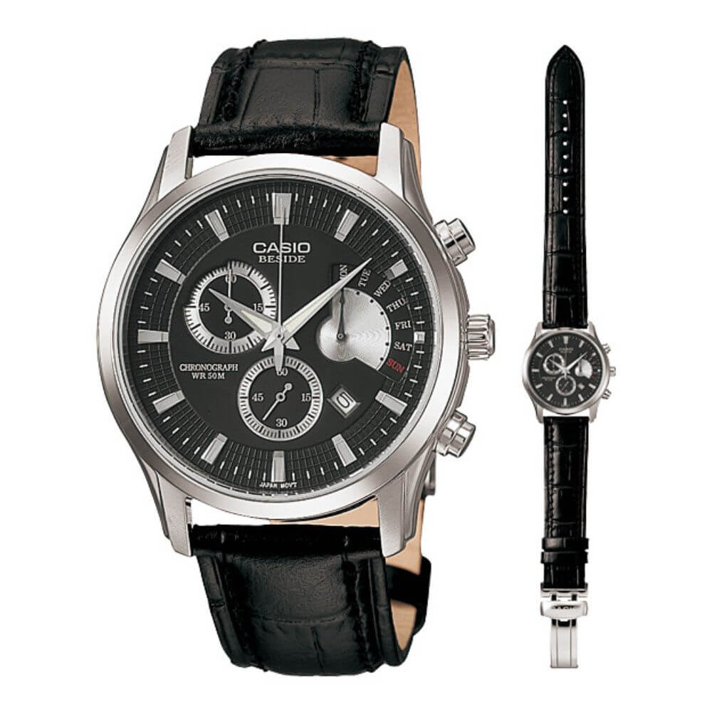 Casio Beside Chronograph Leather Belt Watch BEM-501L-1AVDF