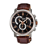 Casio Beside Chronograph Stainless Steel Leather Belt Watch BEM-506GL-1AVDF