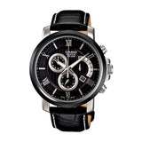 Casio Beside Chronograph Stainless Steel Leather Belt Watch BEM-507BL-1AVDF