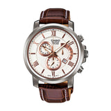Casio Beside Chronograph Stainless Steel Leather Belt Watch BEM-507L-7AVDF