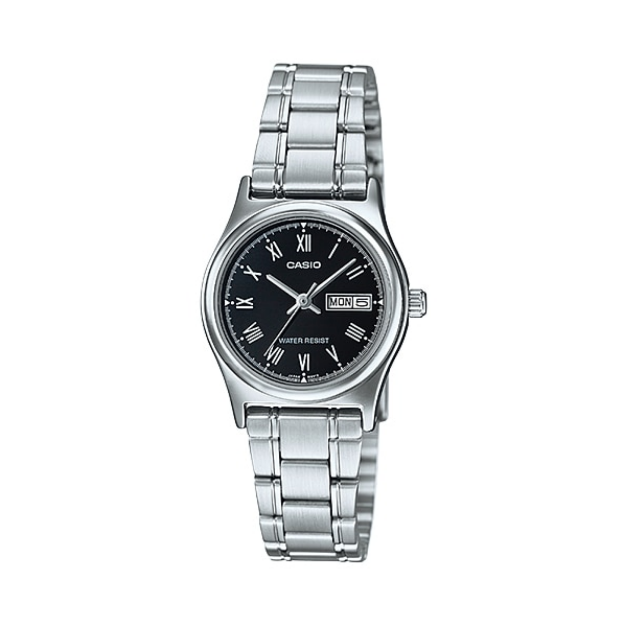 Casio Standard Day Date Silver Ladies Chain Watch LTP-V006D-1BUDF