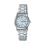 Casio Standard Day Date Silver Ladies Chain Watch LTP-V006D-2BUDF