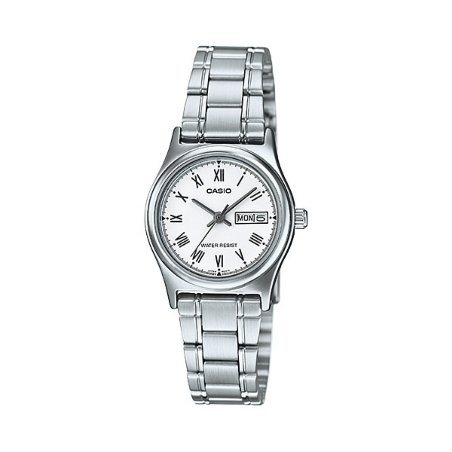 Casio Standard Day Date Silver Ladies Chain Watch LTP-V006D-7BUDF