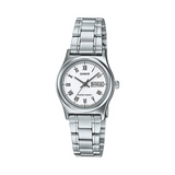Casio Standard Day Date Silver Ladies Chain Watch LTP-V006D-7BUDF