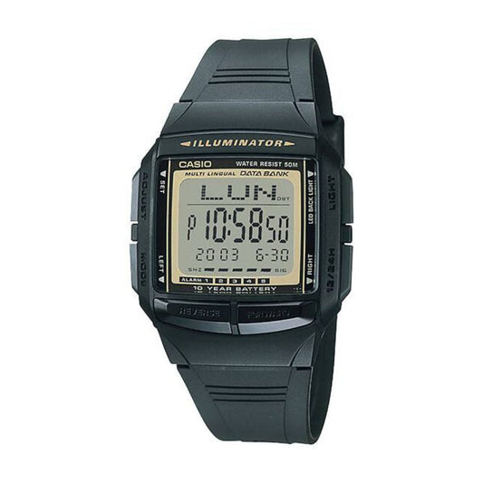 Casio Vintage Illuminator Data Bank Resin Belt Watch DB-36-9AVDF