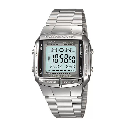 Casio Vintage Illuminator Data Bank Silver Chain Watch DB-360-1ADF