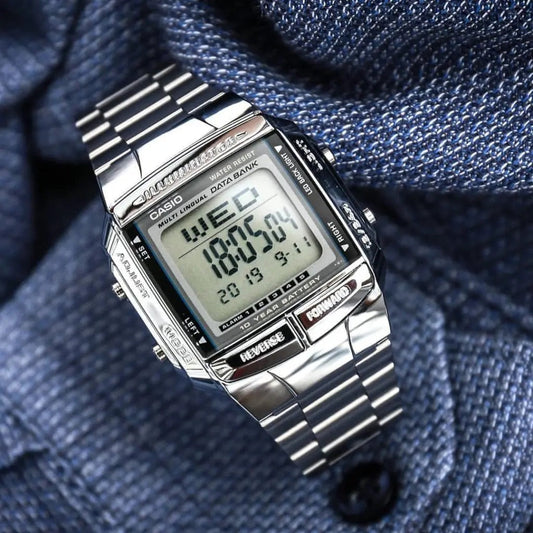 Casio Vintage Illuminator Data Bank Silver Chain Watch DB-360-1ADF