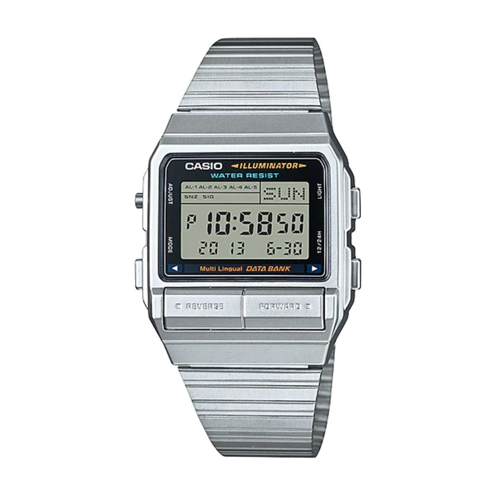 Casio Vintage Data Bank Silver Chain Watch DB-380-1DF