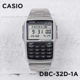Casio Vintage Data Bank Calculator Chain Watch DBC-32D-1ADF
