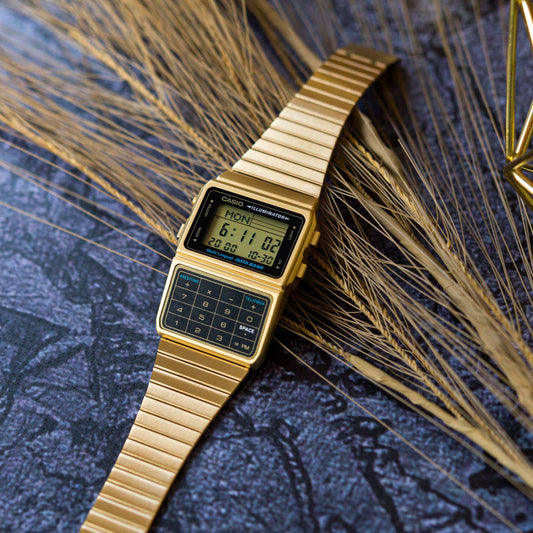 Casio Vintage Data Bank Calculator Golden Chain Watch DBC-611G-1DF