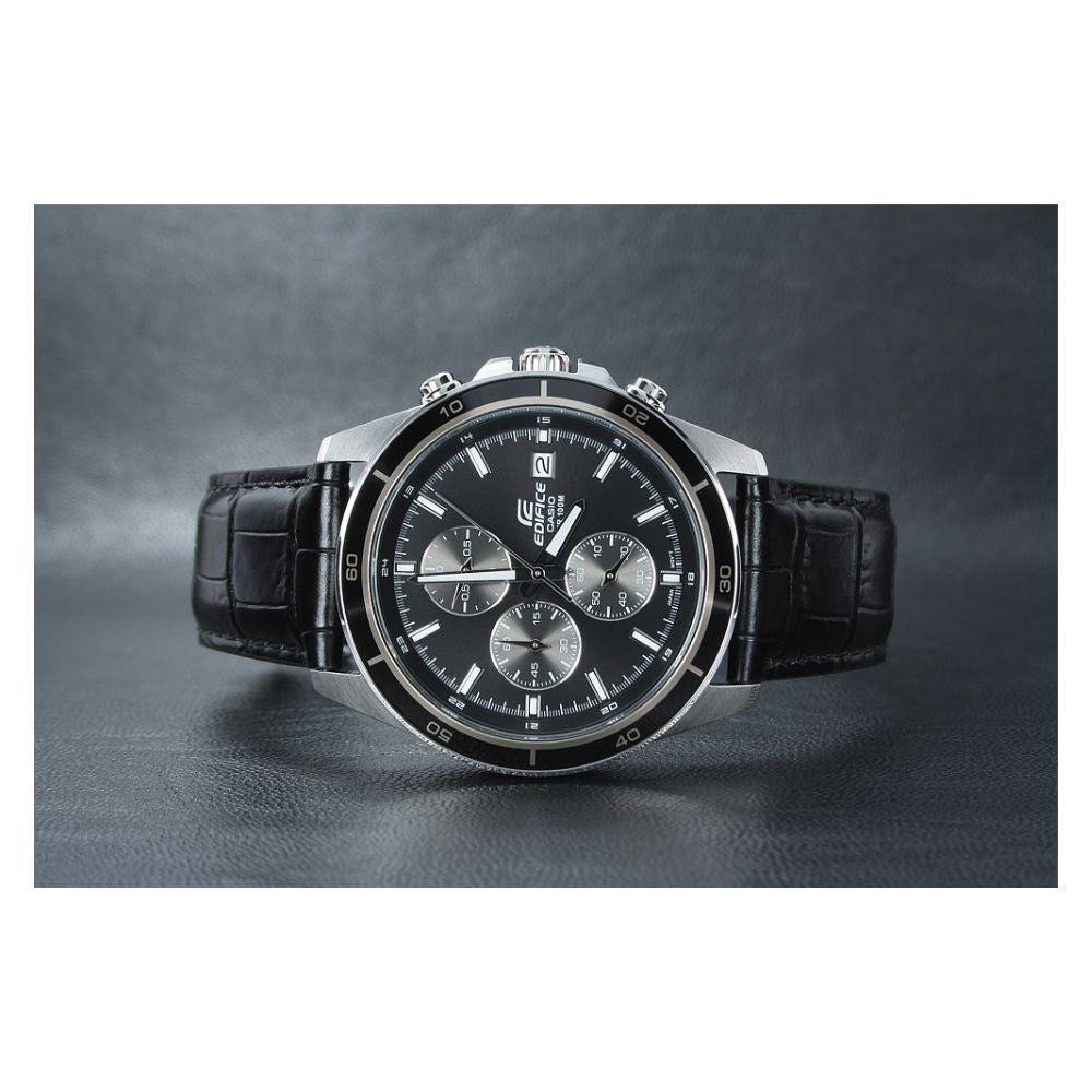 Casio Edifice Chronograph Stainless Steel Leather Belt Watch EFR-526L-1AVUDF