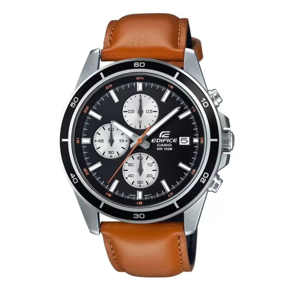 Casio Edifice Chronograph Stainless Steel Leather Belt Watch EFR-526L-1BVUDF