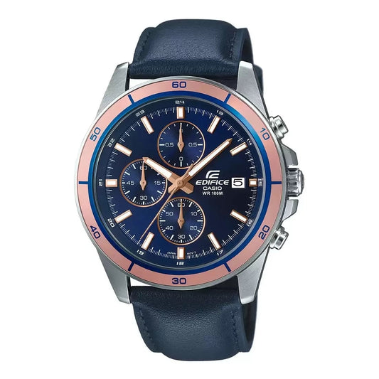 Casio Edifice Chronograph Stainless Steel Leather Belt Watch EFR-526L-2AVUDF