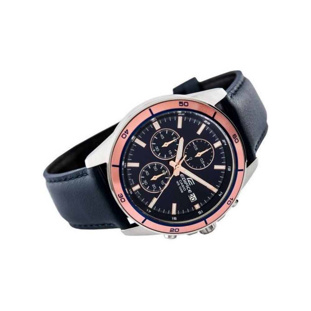 Casio Edifice Chronograph Stainless Steel Leather Belt Watch EFR-526L-2AVUDF
