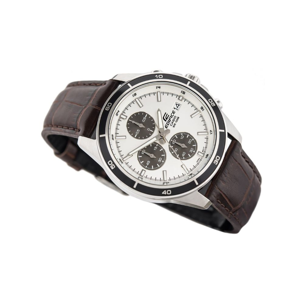 Casio Edifice Chronograph Stainless Steel Leather Belt Watch EFR-526L-7AVUDF