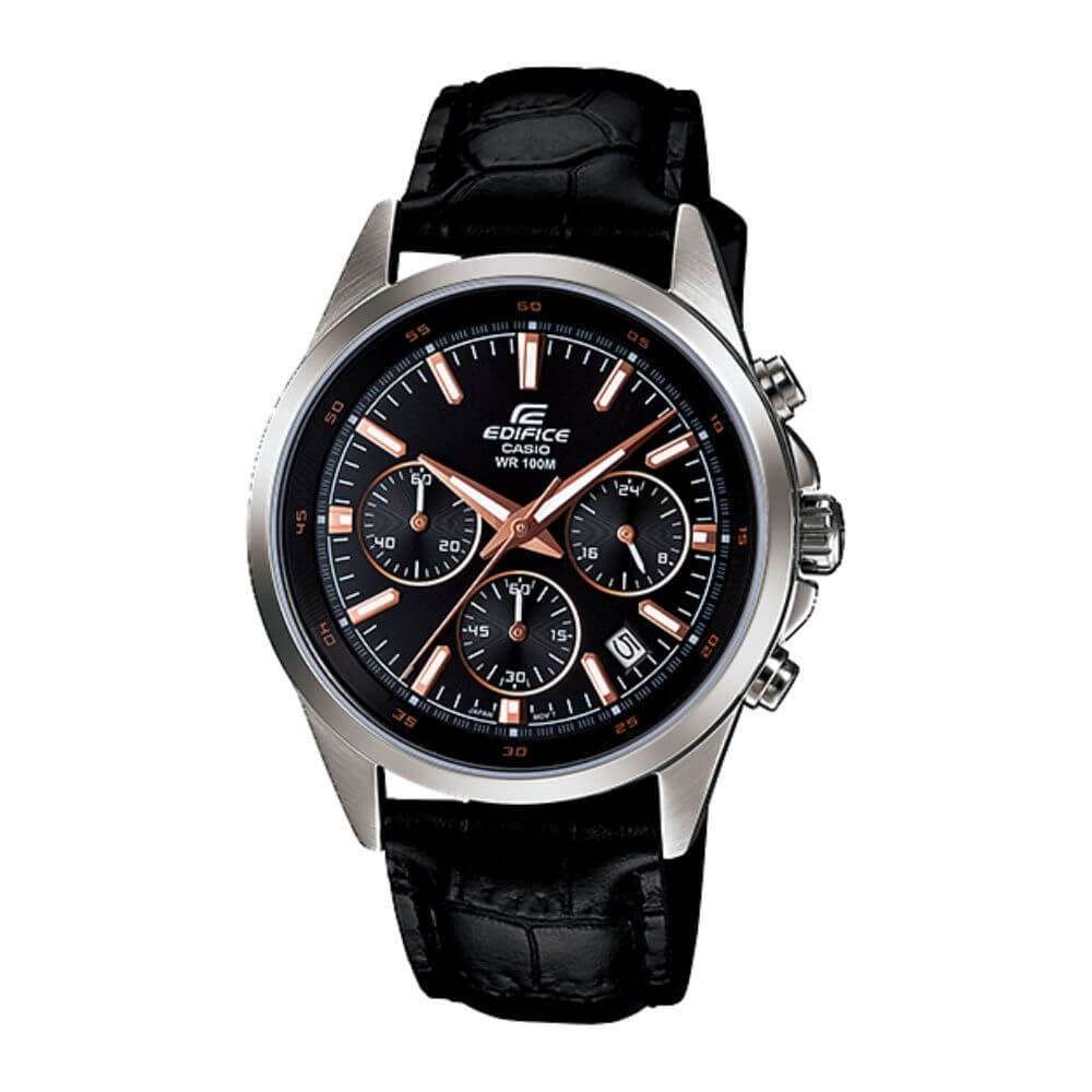 Casio Edifice Chronograph Stainless Steel Leather Belt Watch EFR-527L-1AVDF