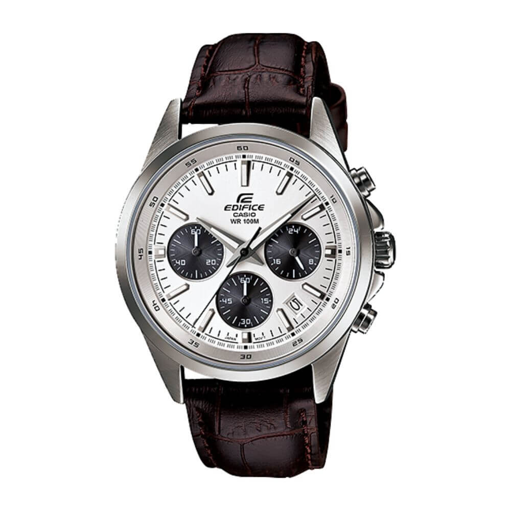 Casio Edifice Chronograph Stainless Steel Leather Belt Watch EFR-527L-7AVDF